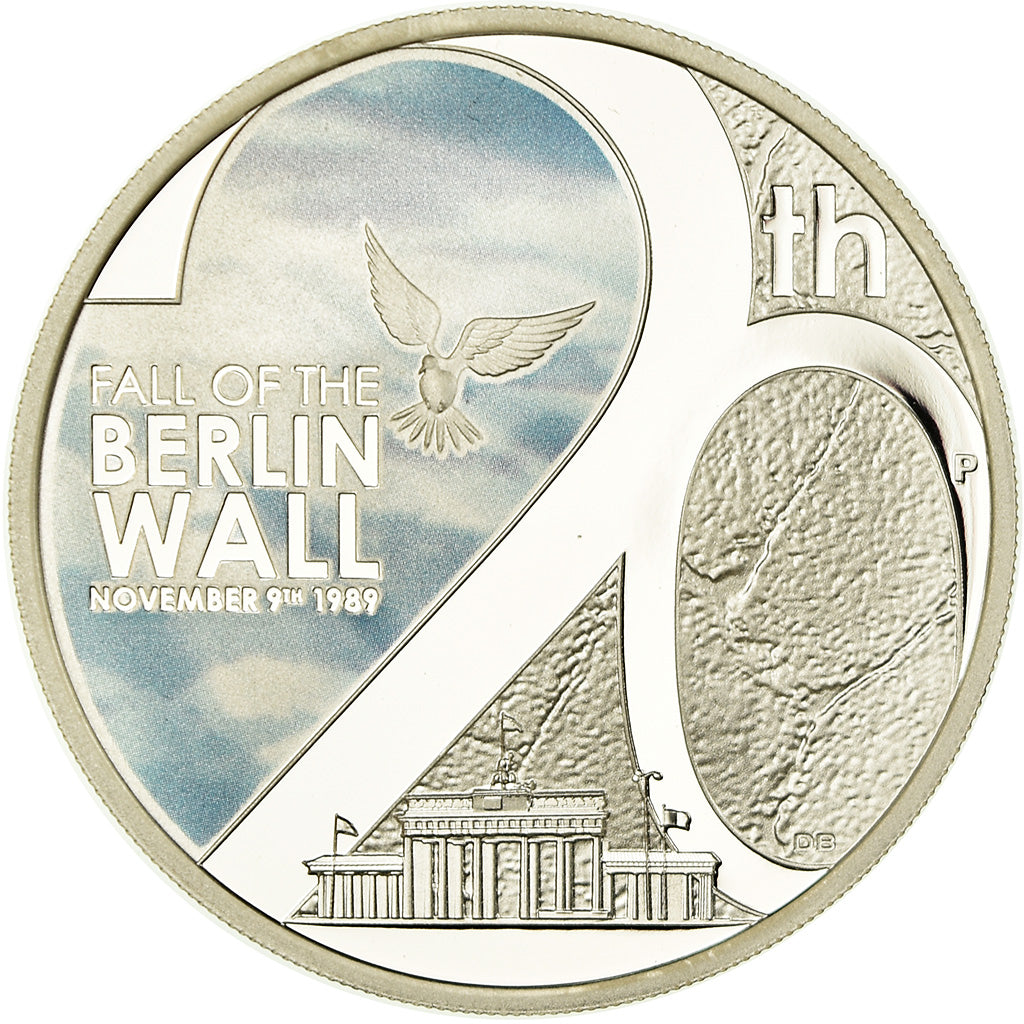 Coin, Tuvalu, Elizabeth II, Chute du mur de Berlin, Dollar, 2009, Perth