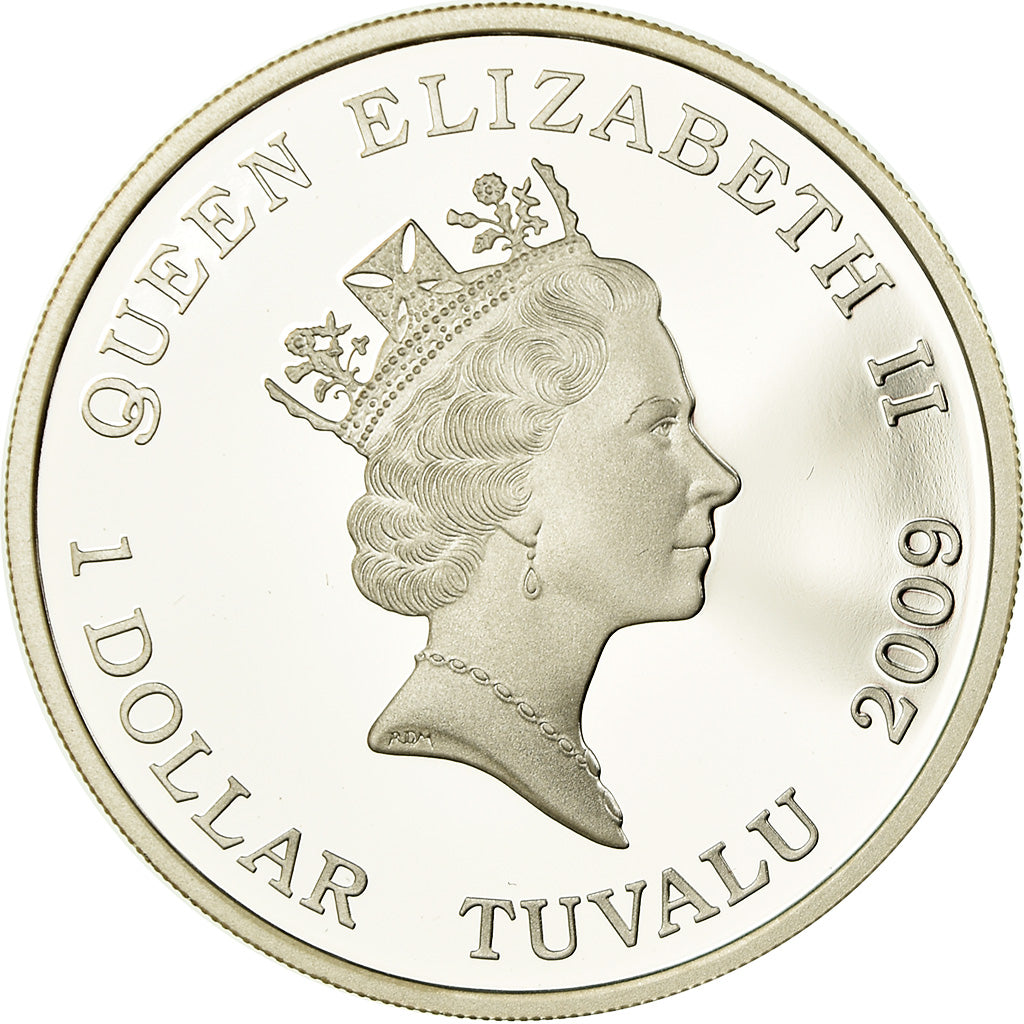 Coin, Tuvalu, Elizabeth II, Chute du mur de Berlin, Dollar, 2009, Perth