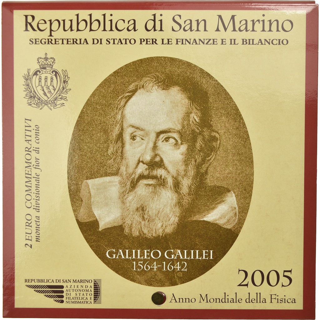 San Marino, 2 Euro, Galileo Galilei, 2005, BU, MS(65-70), Bi-Metallic