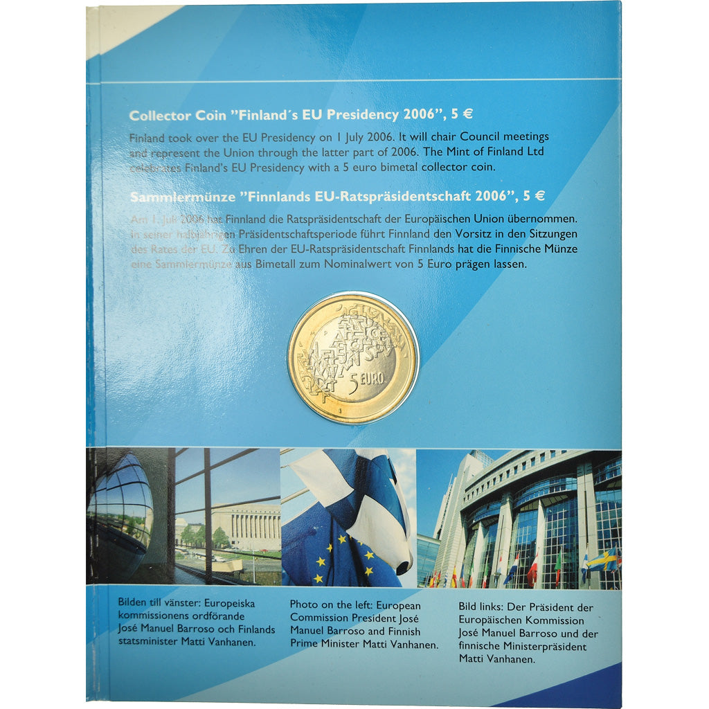 Finlande, 5 Euro, Présidence de l'UE, 2006, FDC, Bi-Metallic, KM:131
