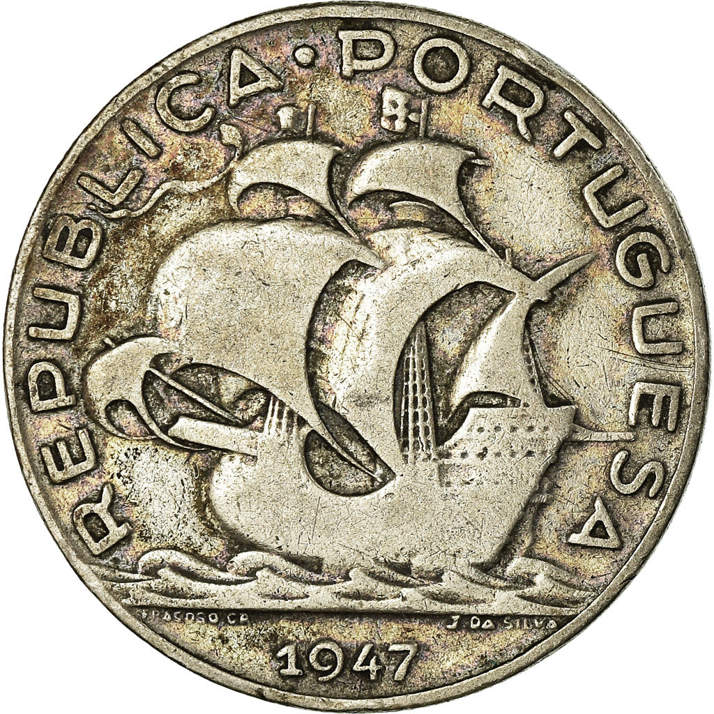 Coin, Portugal, 5 Escudos, 1947, VF(30-35), Silver, KM:581