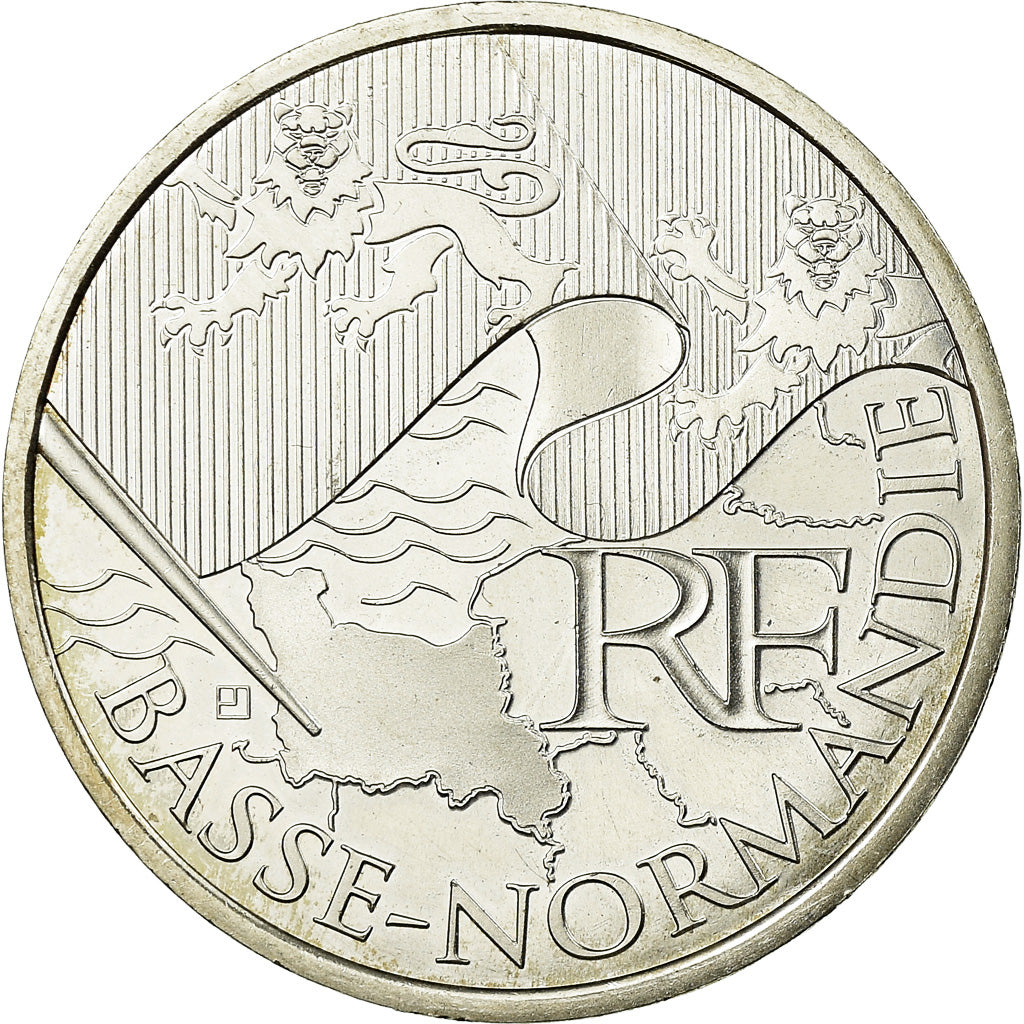 France, 10 Euro, Basse Normandie, 2010, AU(55-58), Silver, KM:1647
