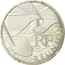 França, 10 Euro, Réunion, 2010, AU(55-58), Prata, KM:1669