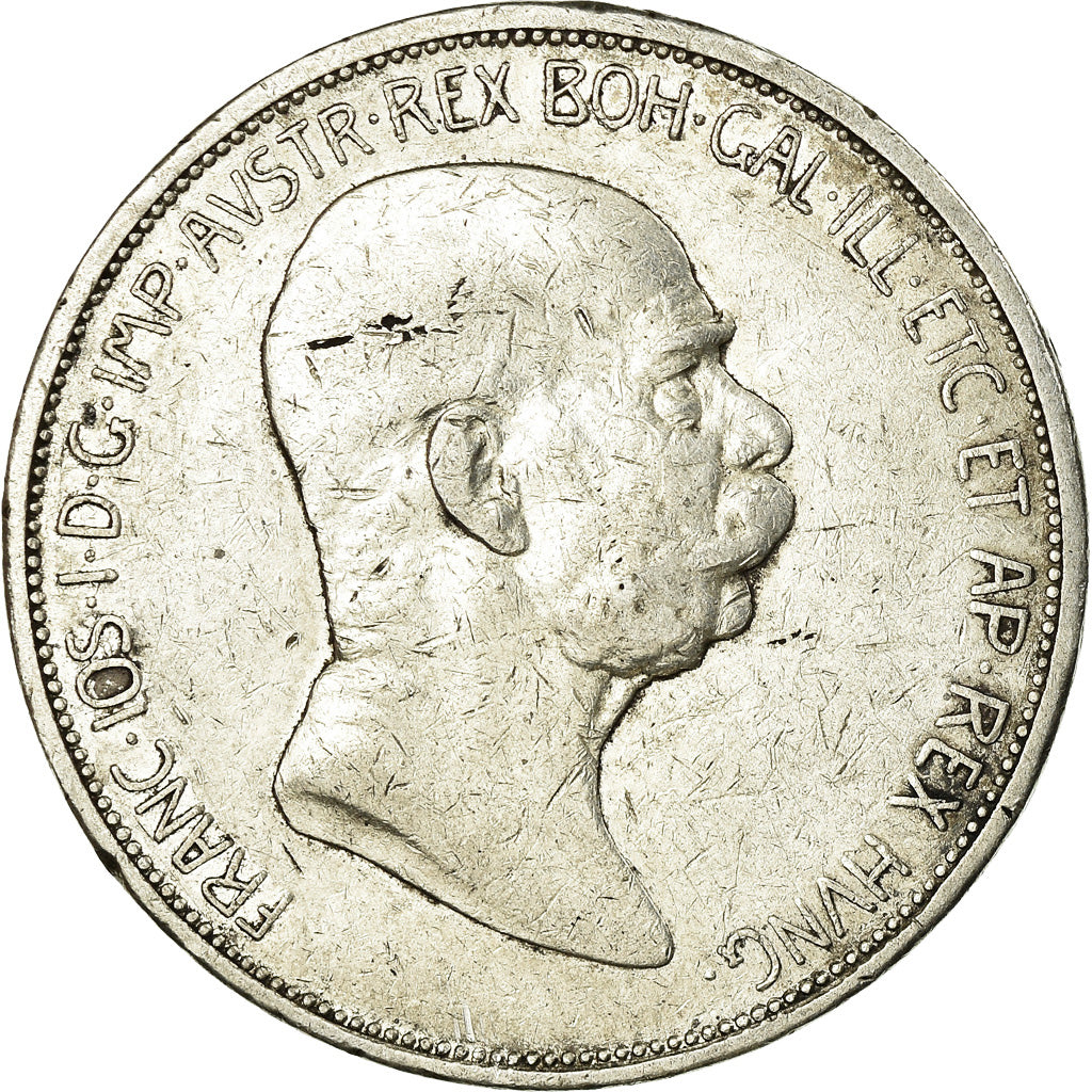 Moeda, Áustria, Franz Joseph I, 5 Corona, 1908, VF(30-35), Prata, KM:2809
