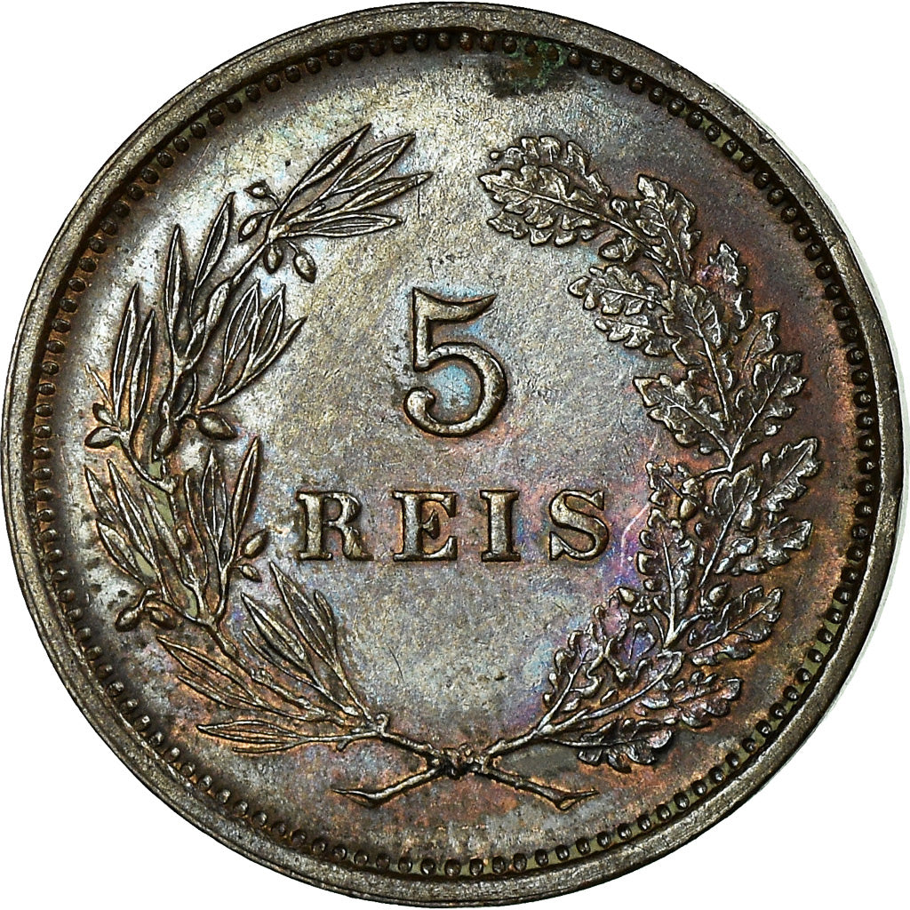 Coin, Portugal, Carlos I, 5 Reis, 1892, MS(60-62), Bronze, KM:530