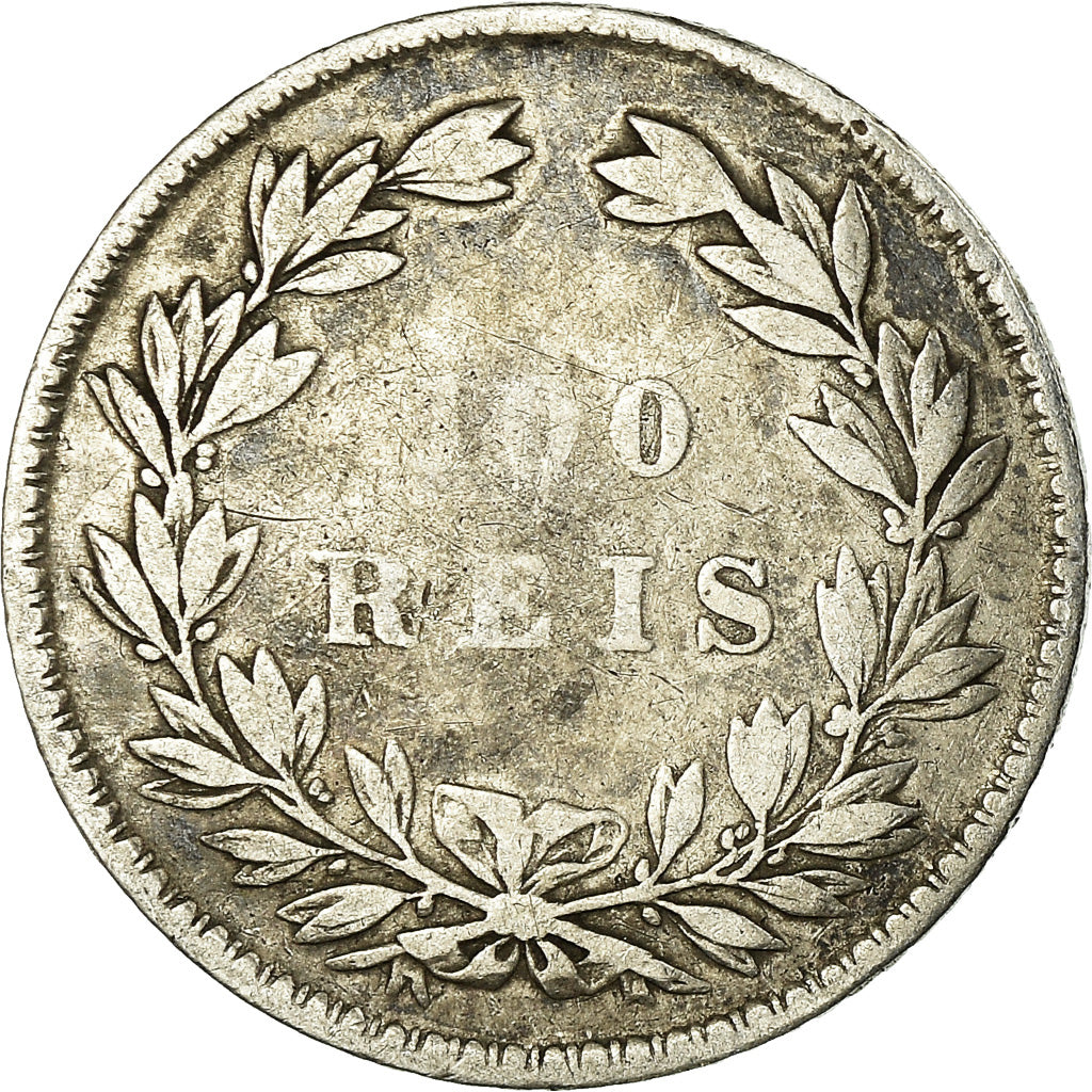 Moneda, Portugal, Pedro V, 100 Reis, 1861, Paris, BC+, Plata, KM:497