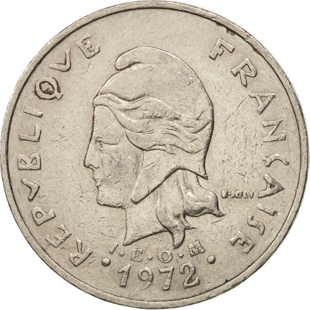 New Caledonia, 20 Francs, 1972, Paris, AU(50-53), Nickel, KM:12