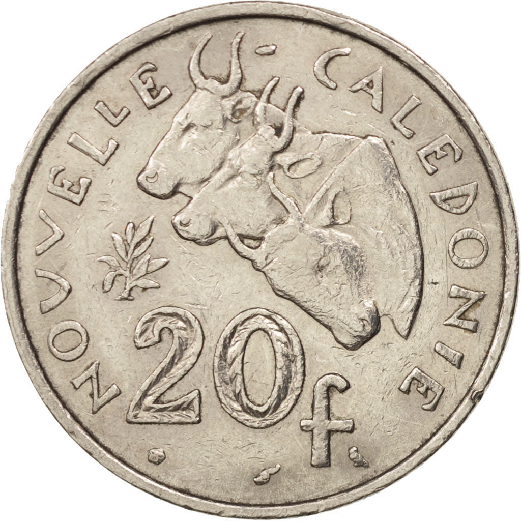 New Caledonia, 20 Francs, 1972, Paris, AU(50-53), Nickel, KM:12