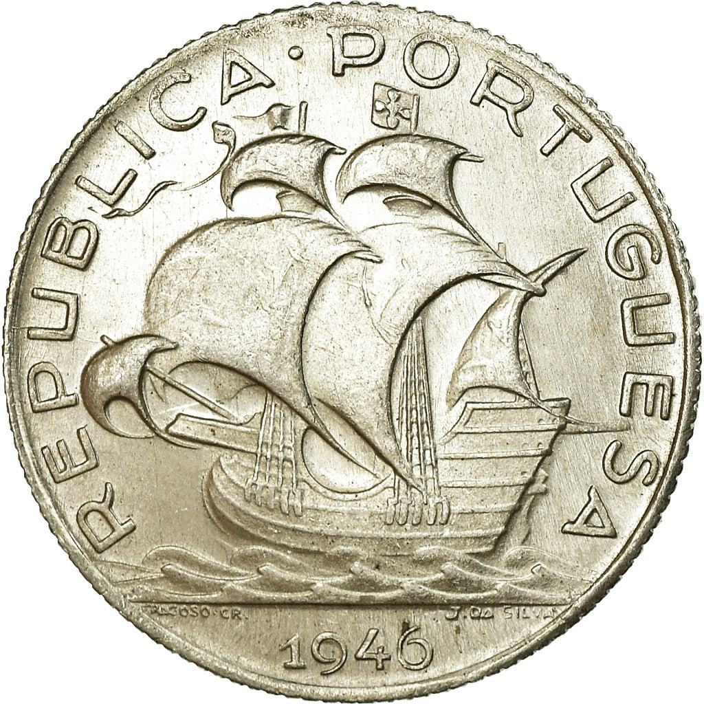 Coin, Portugal, 2-1/2 Escudos, 1946, AU(55-58), Silver, KM:580