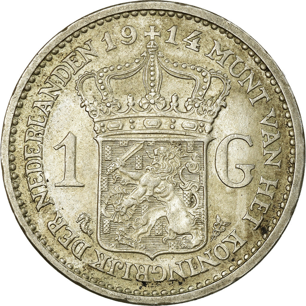 Coin, Netherlands, Wilhelmina I, Gulden, 1914, EF(40-45), Silver, KM:148
