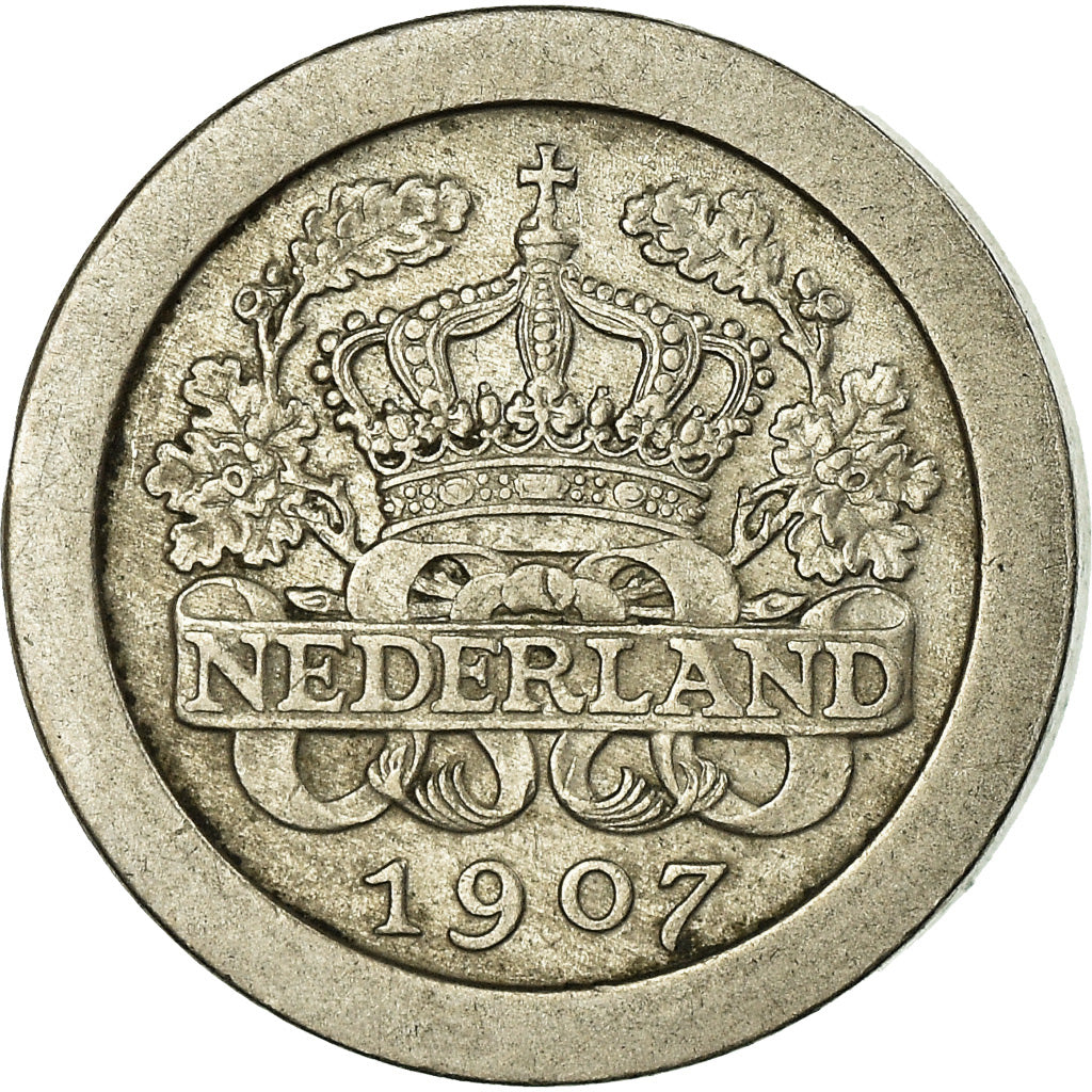 Moneta, Paesi Bassi, Wilhelmina I, 5 Cents, 1907, BB, Rame-nichel, KM:137