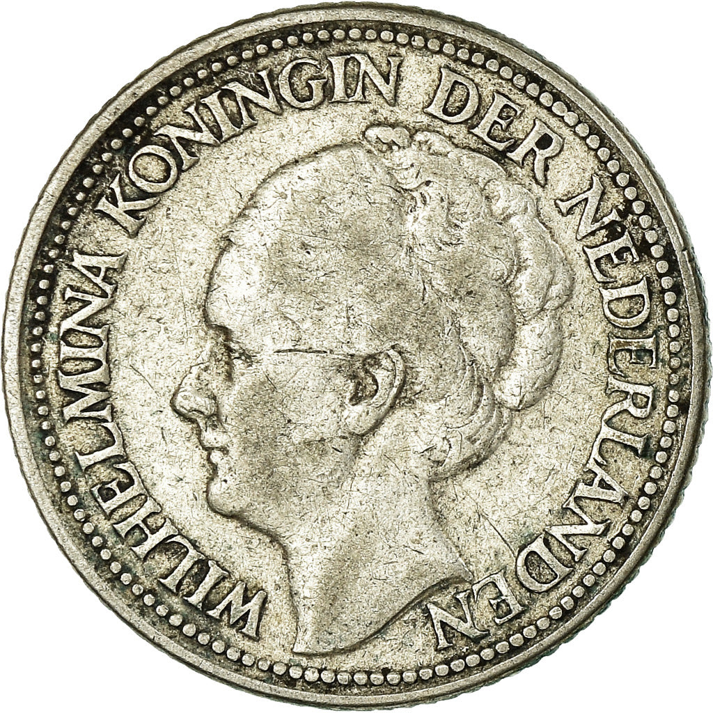 Coin, Netherlands, Wilhelmina I, 25 Cents, 1928, EF(40-45), Silver, KM:164