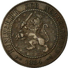 Coin, Netherlands, William III, 2-1/2 Cent, 1884, AU(50-53), Bronze, KM:108.1