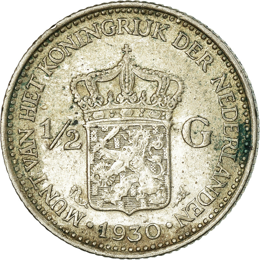 Coin, Netherlands, Wilhelmina I, 1/2 Gulden, 1930, EF(40-45), Silver, KM:160