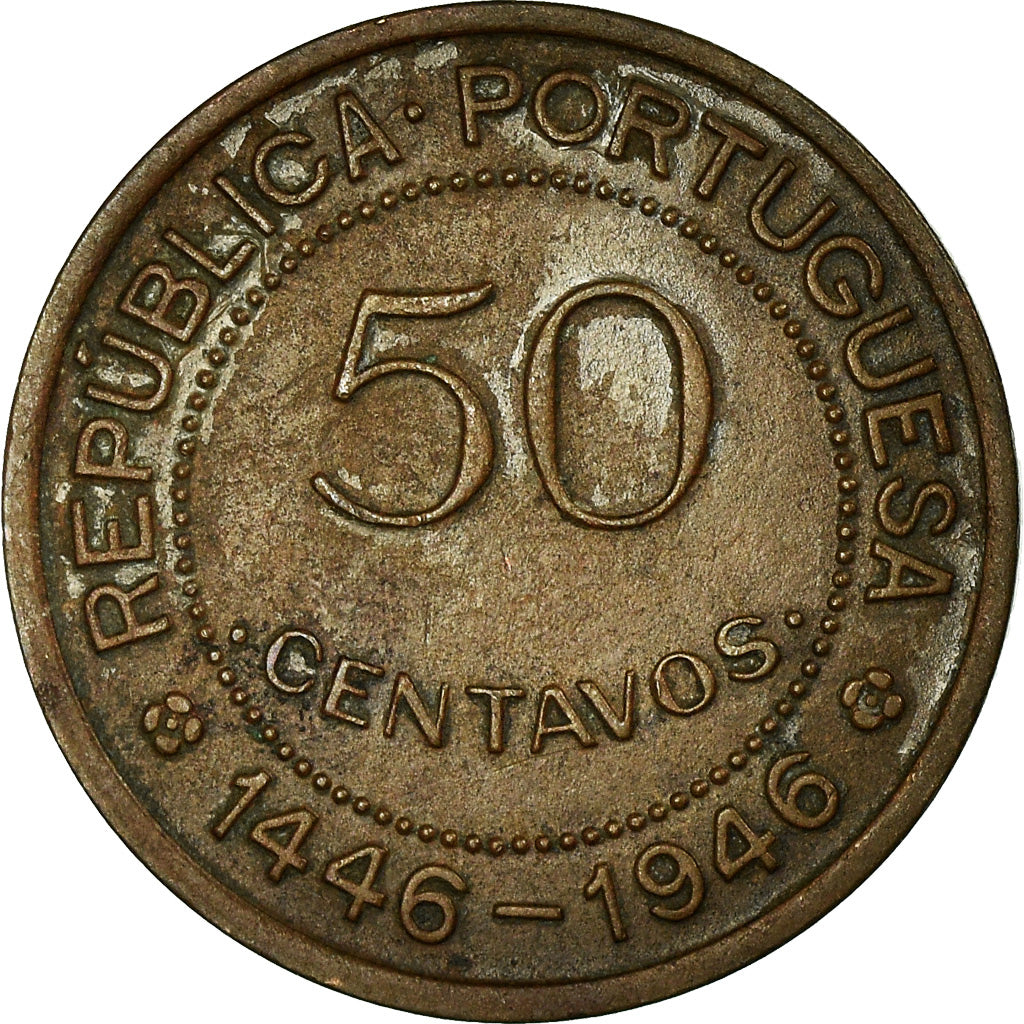 Coin, Guinea-Bissau, 50 Centavos, 1946, EF(40-45), Bronze, KM:6