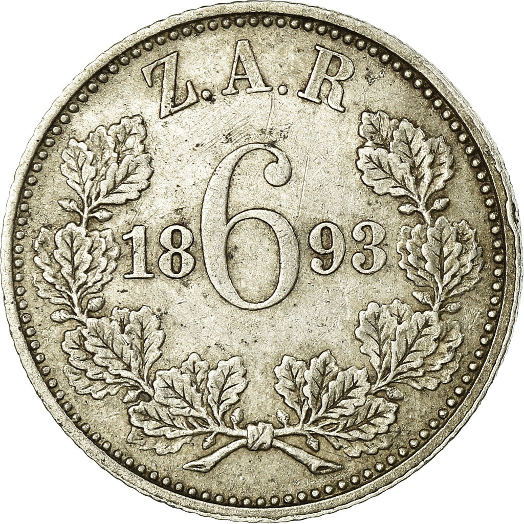 Coin, South Africa, 6 Pence, 1893, EF(40-45), Silver, KM:4