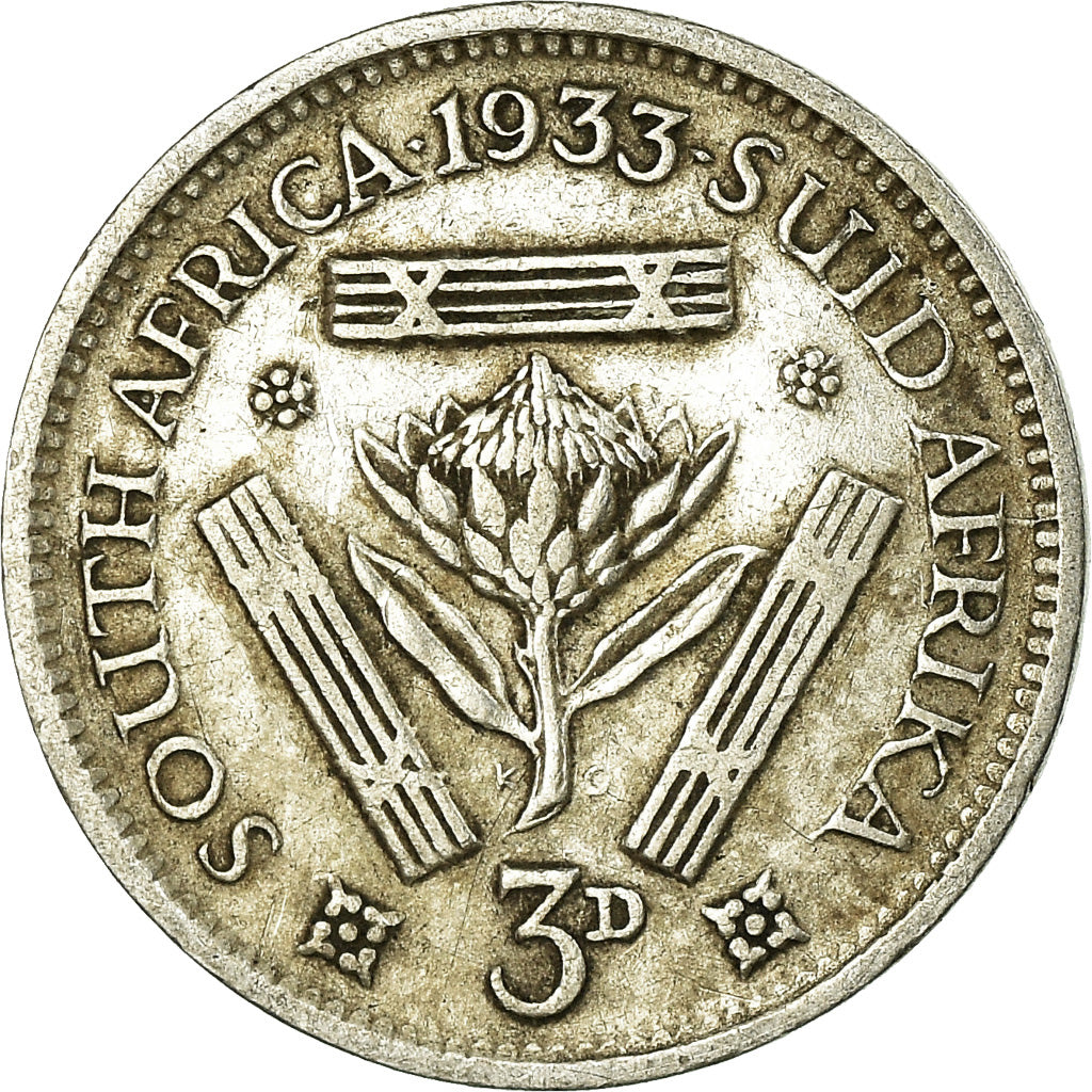 Monnaie, Afrique du Sud, George V, 3 Pence, 1933, TTB, Argent, KM:15.2
