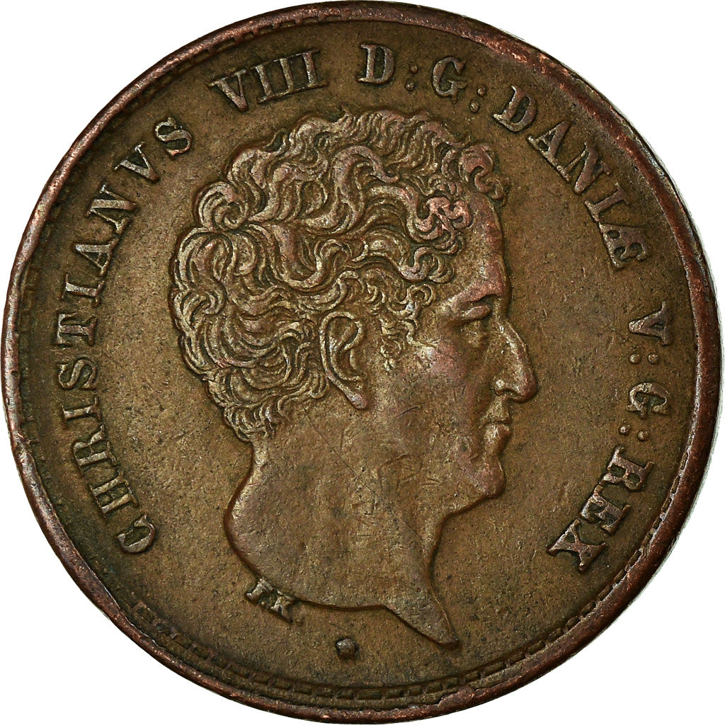 Münze, Dänemark, Christian VIII, Rigsbankskilling, 1842, Altona, VZ, Kupfer