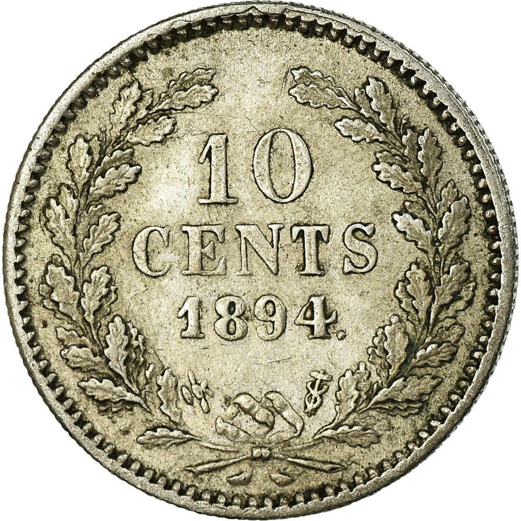Coin, Netherlands, Wilhelmina I, 10 Cents, 1894, EF(40-45), Silver, KM:116
