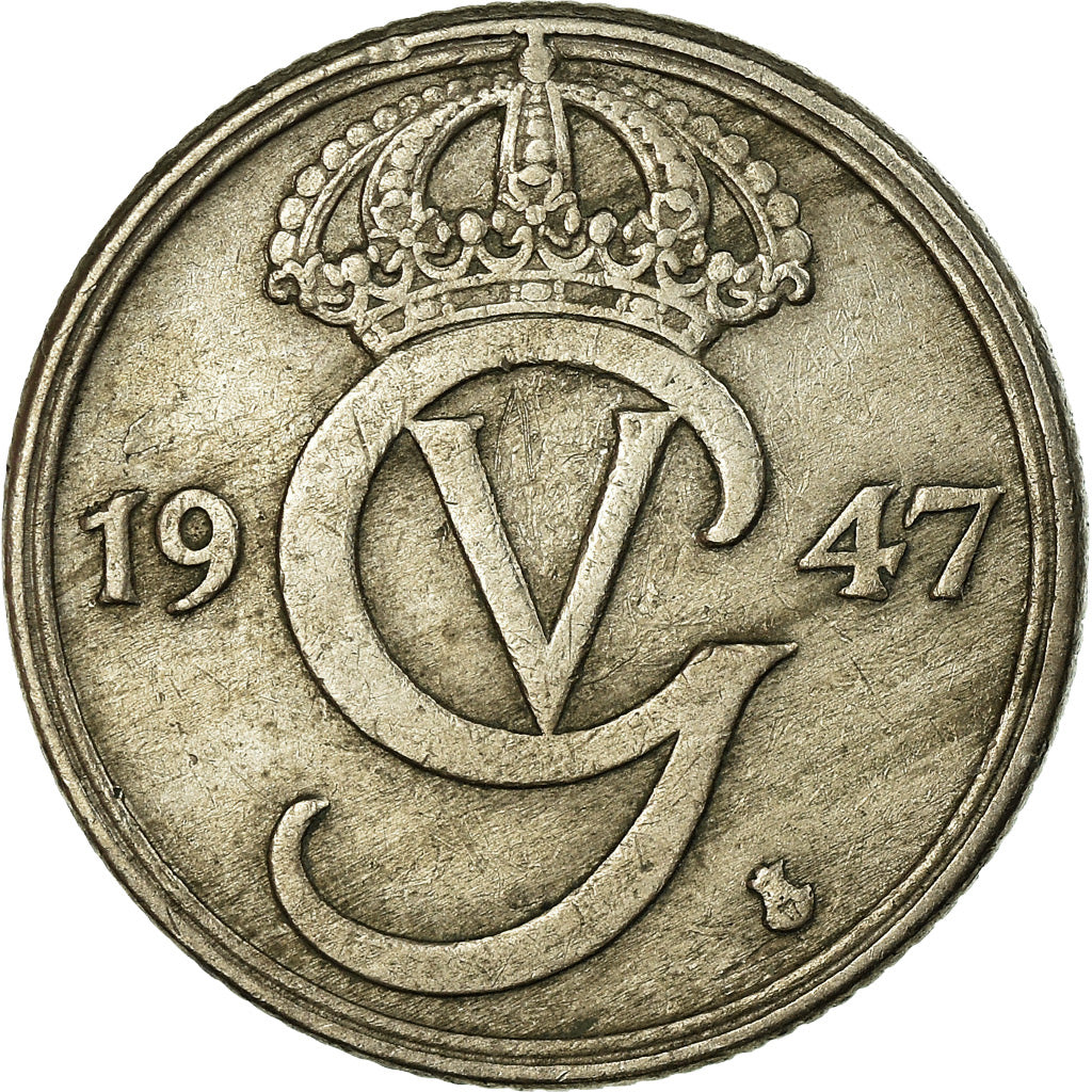 Münze, Schweden, Gustaf V, 50 Öre, 1947, SS, Nickel-Bronze, KM:796