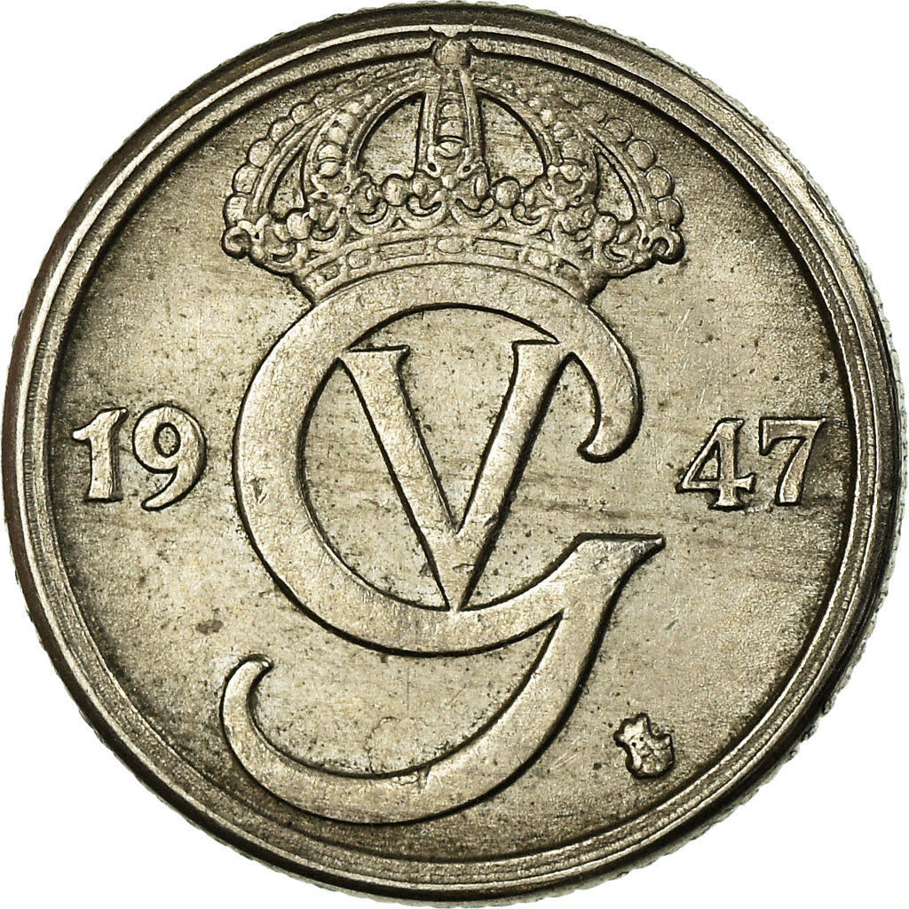 Münze, Schweden, Gustaf V, 10 Öre, 1947, SS, Nickel-Bronze, KM:795