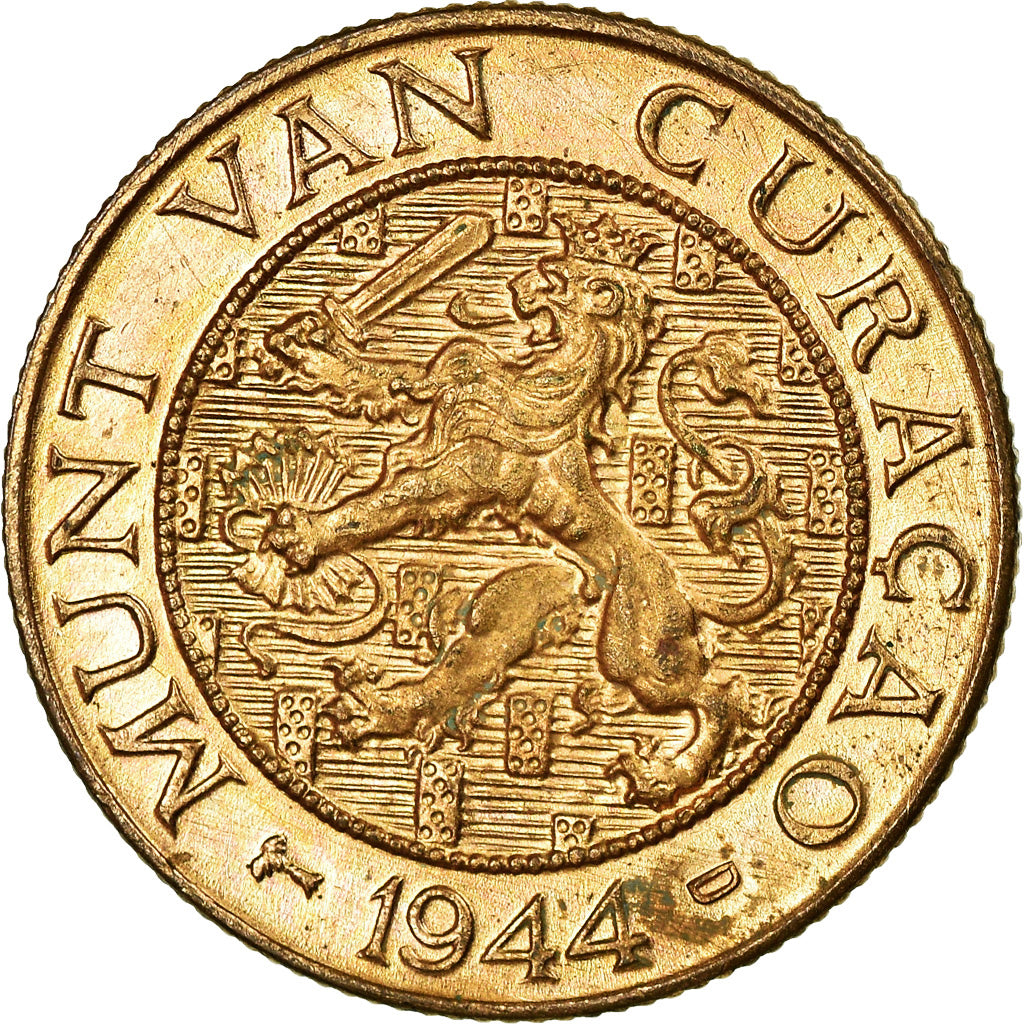 Coin, Curacao, 2-1/2 Cents, 1944, Denver, USA, AU(55-58), Bronze, KM:42