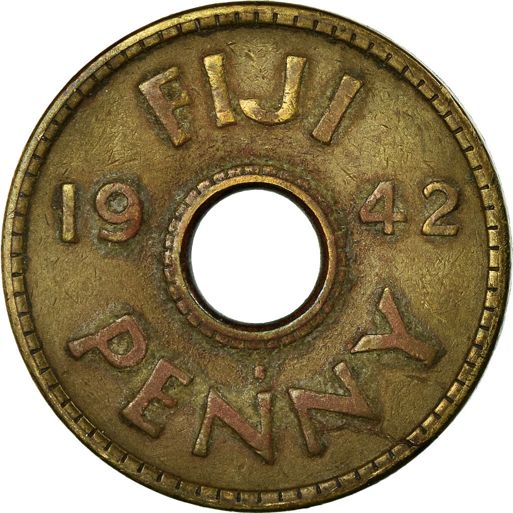 Coin, Fiji, George VI, Penny, 1942, EF(40-45), Brass, KM:7a