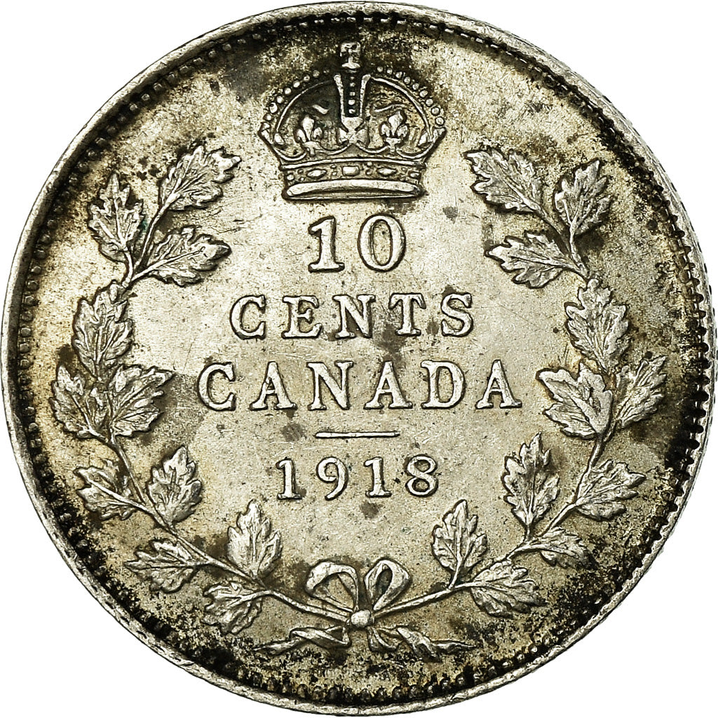 Monnaie, Canada, George V, 10 Cents, 1918, Royal Canadian Mint, Ottawa, TTB