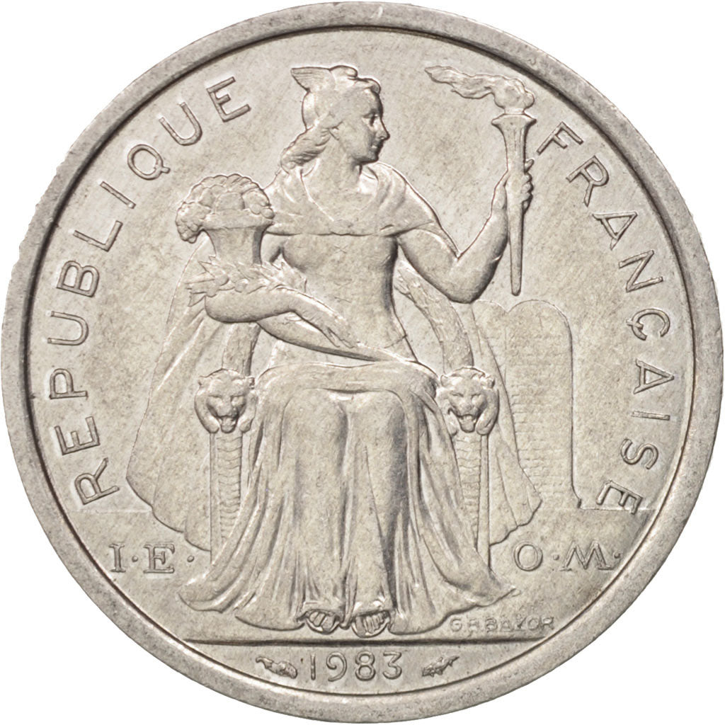 New Caledonia, 2 Francs, 1983, Paris, AU(50-53), Aluminum, KM:14