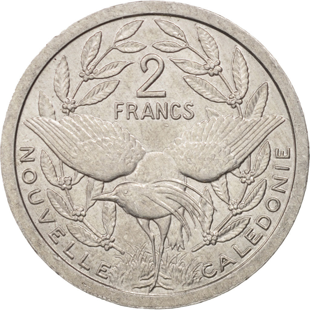 New Caledonia, 2 Francs, 1983, Paris, AU(50-53), Aluminum, KM:14