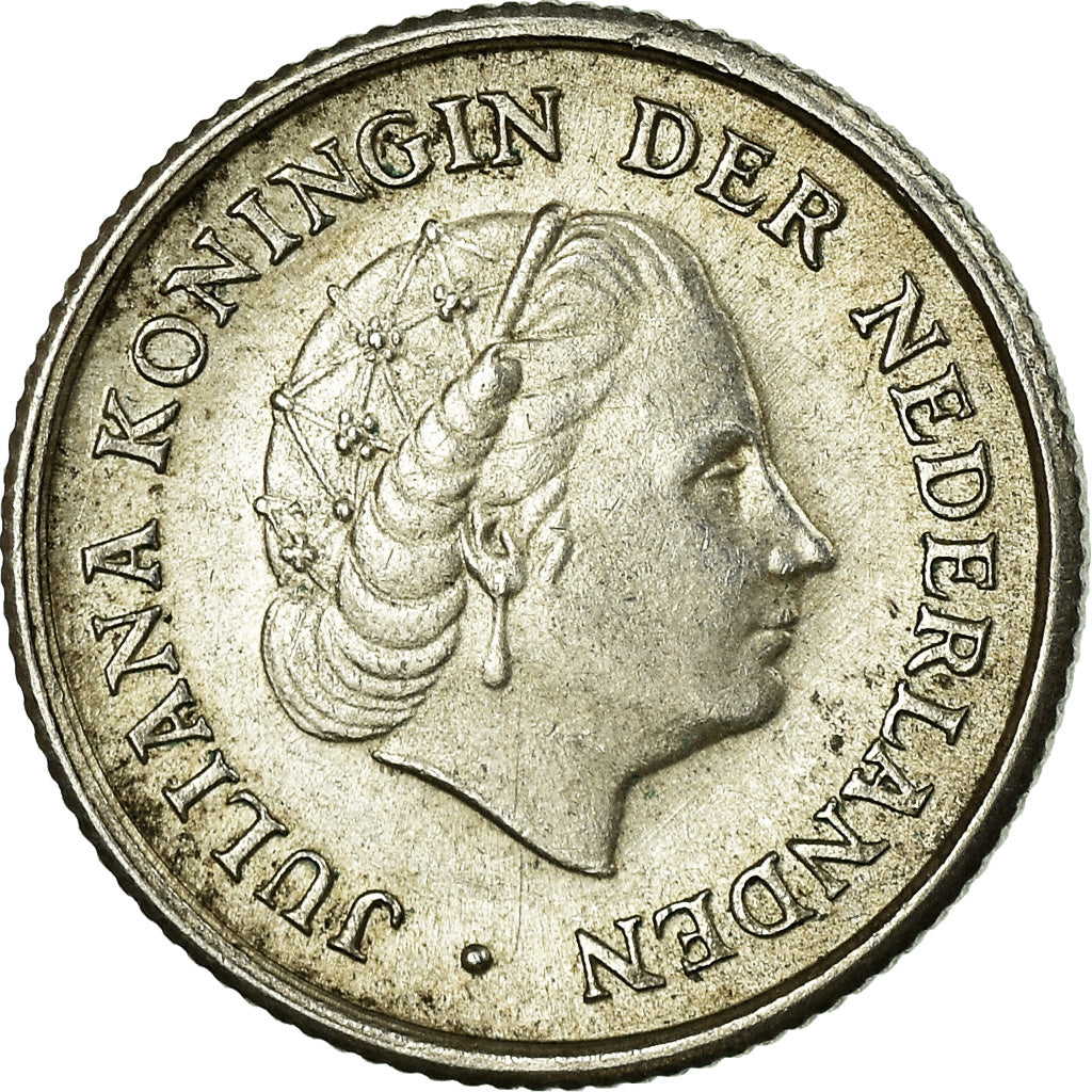 Coin, Netherlands Antilles, Juliana, 1/10 Gulden, 1956, AU(55-58), Silver, KM:3