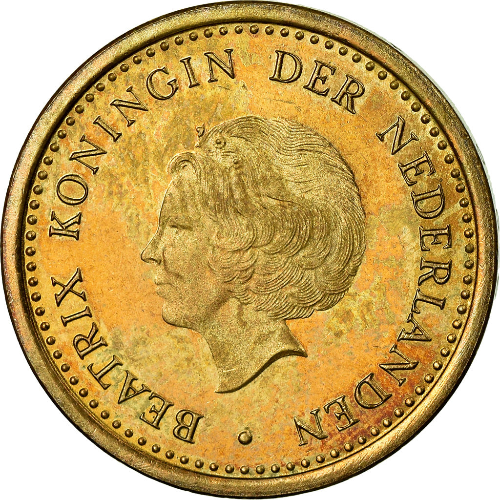 Coin, Netherlands Antilles, Beatrix, Gulden, 1990, VF(30-35), Aureate Steel