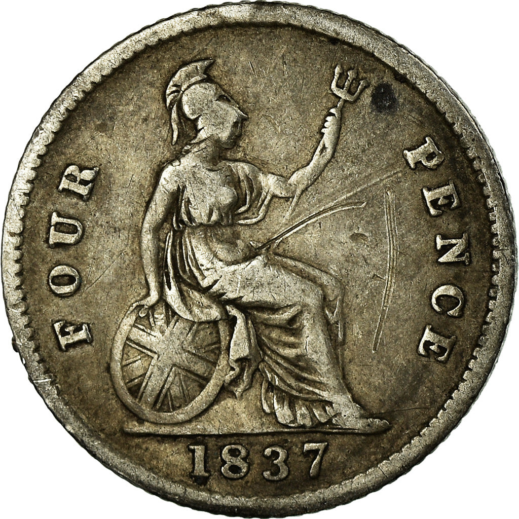 Coin, Great Britain, William IV, 4 Pence, Groat, 1837, VF(30-35), Silver, KM:723