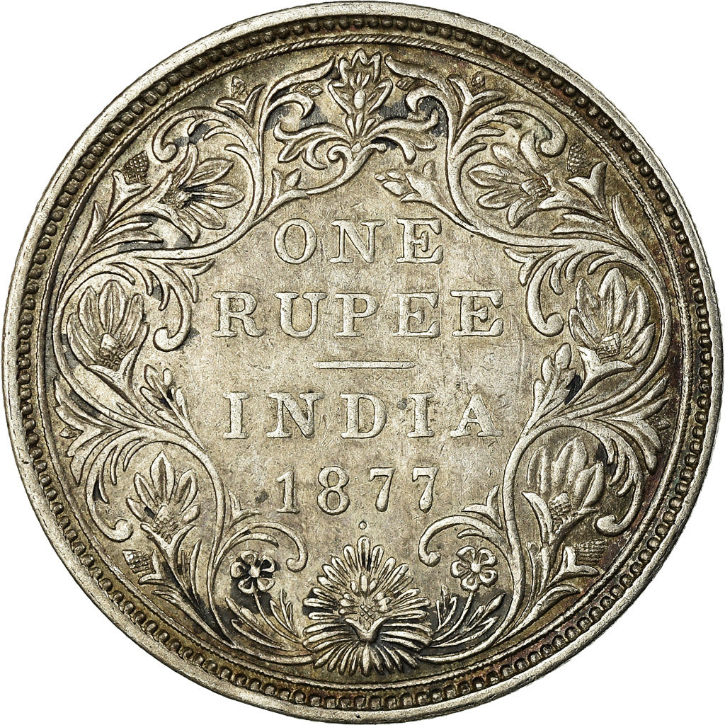 Coin, INDIA-BRITISH, Victoria, Rupee, 1877, EF(40-45), Silver, KM:492