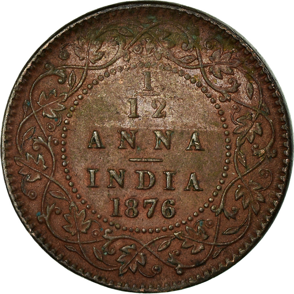 Monnaie, INDIA-BRITISH, Victoria, 1/12 Anna, 1 Pie, 1876, TTB, Cuivre, KM:465