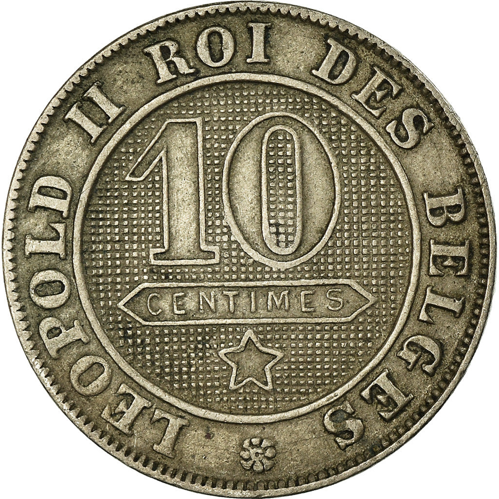 Moneta, Belgio, Leopold II, 10 Centimes, 1894, MB+, Rame-nichel, KM:42