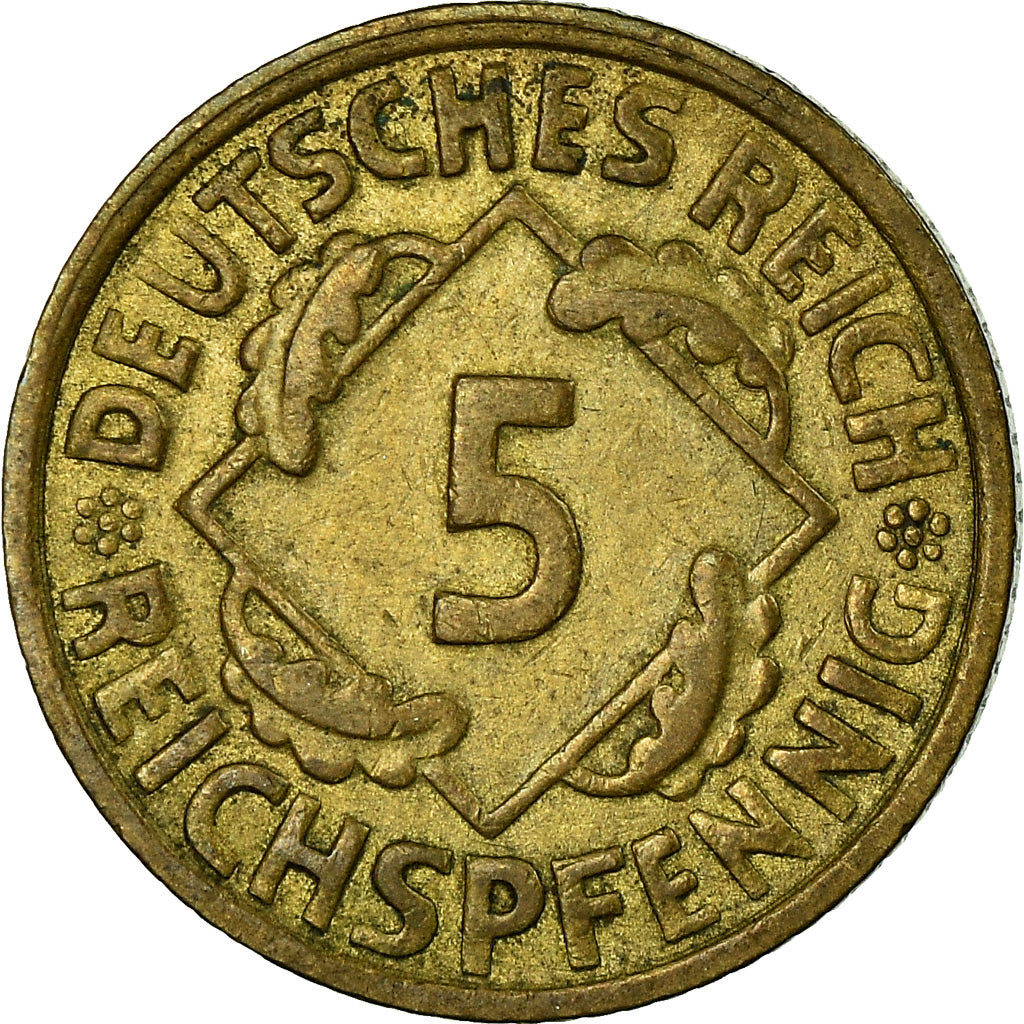 Coin, GERMANY, WEIMAR REPUBLIC, 5 Reichspfennig, 1925, Karlsruhe, VF(30-35)