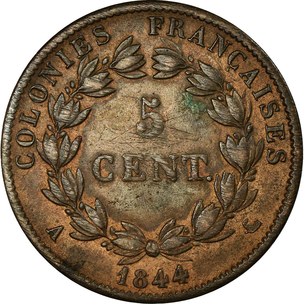 Moeda, COLÓNIAS FRANCESAS, Louis - Philippe, 5 Centimes, 1844, Paris