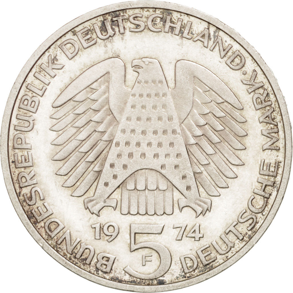 GERMANY - FEDERAL REPUBLIC, 5 Mark, 1974, Stuttgart, Germany, AU(50-53), KM 138