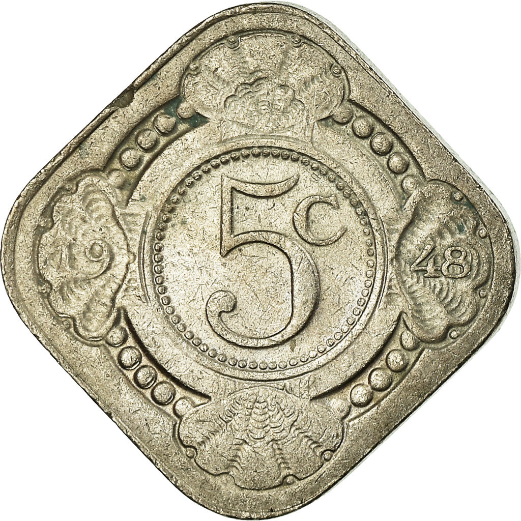 Coin, Curacao, 5 Cents, 1948, Denver, EF(40-45), Copper-nickel, KM:47