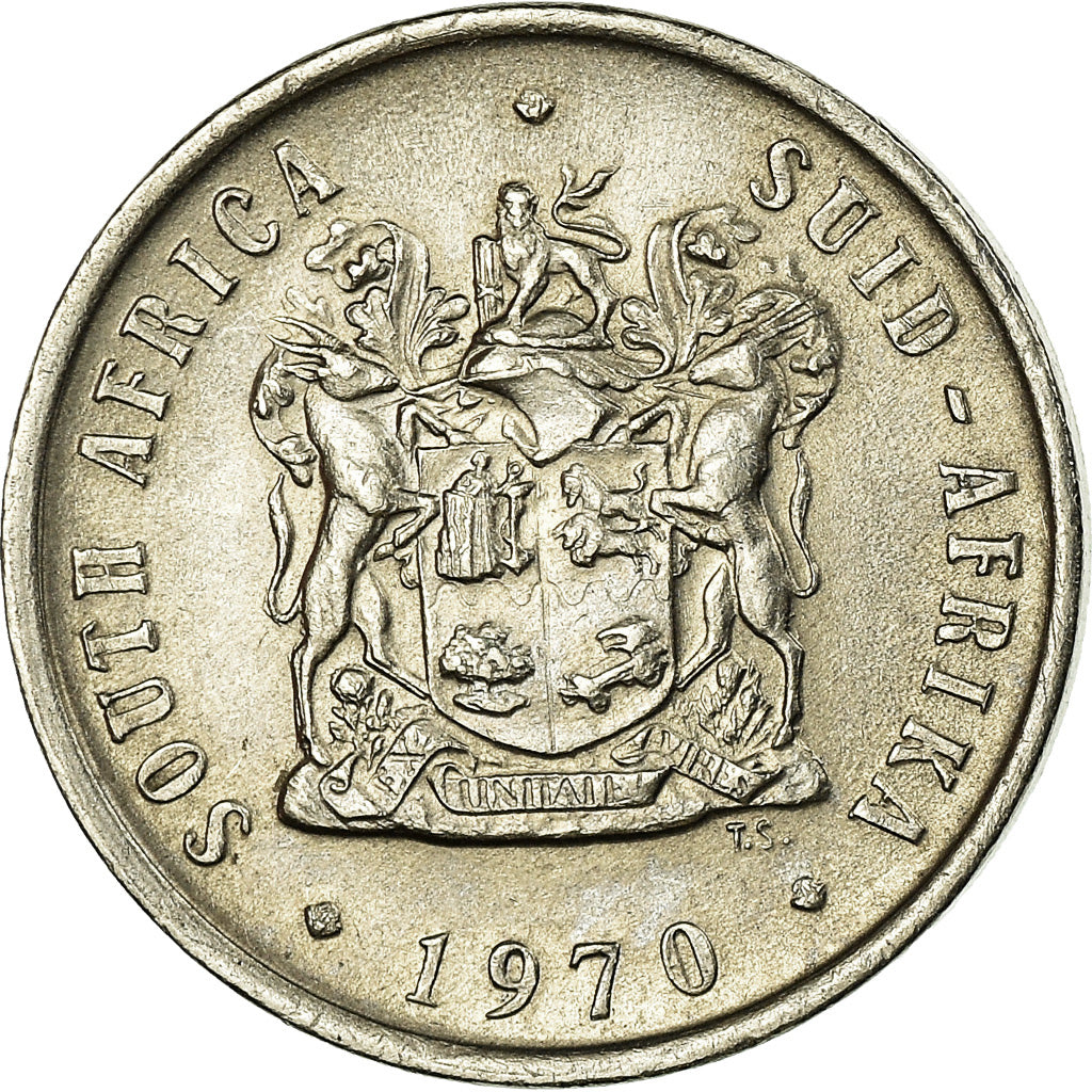 Coin, South Africa, 10 Cents, 1970, AU(55-58), Nickel, KM:85
