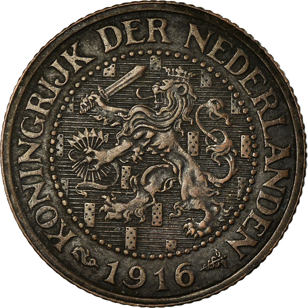 Coin, Netherlands, Wilhelmina I, 2-1/2 Cent, 1916, EF(40-45), Bronze, KM:150