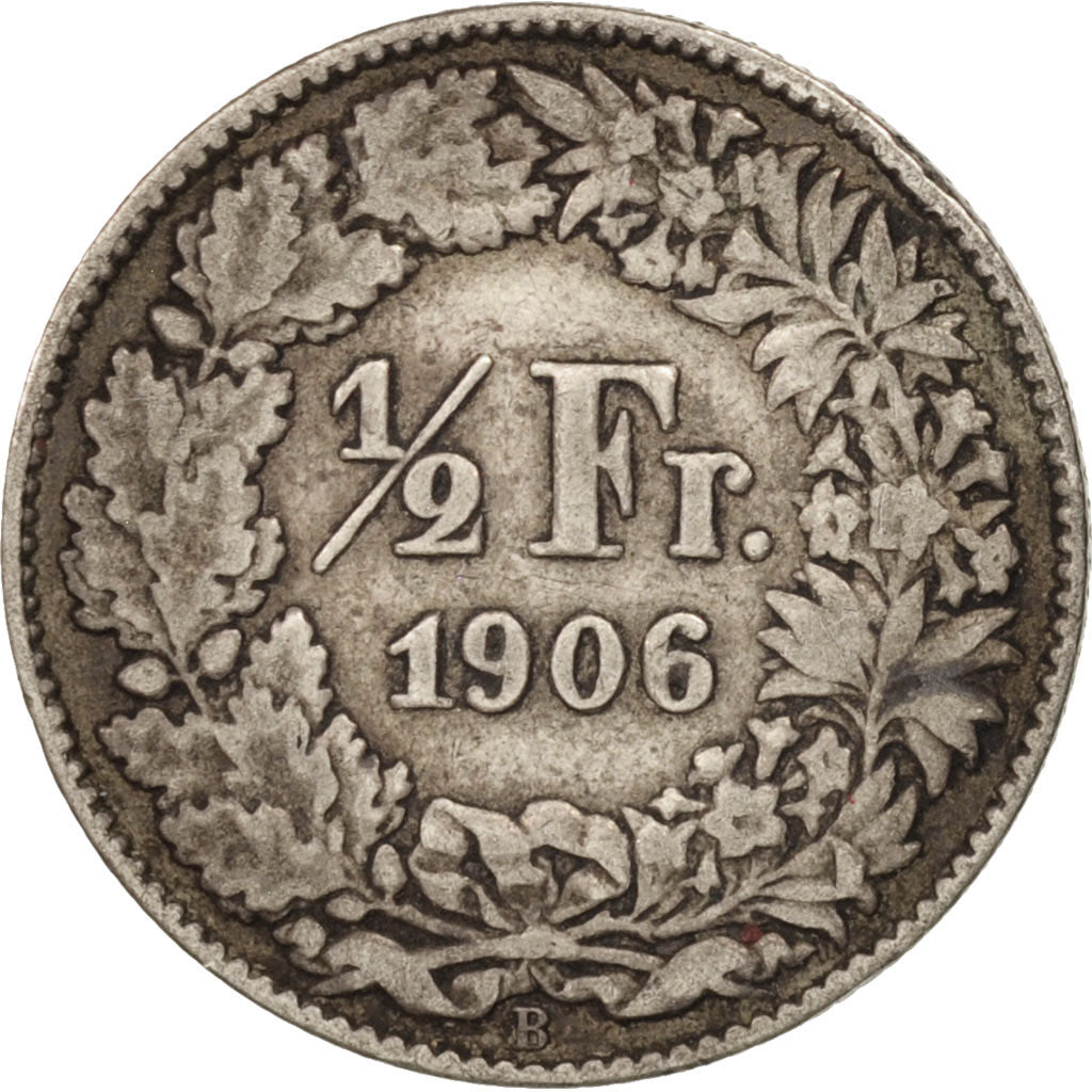 Switzerland, 1/2 Franc, 1906, Bern, VF(30-35), Silver, KM:23