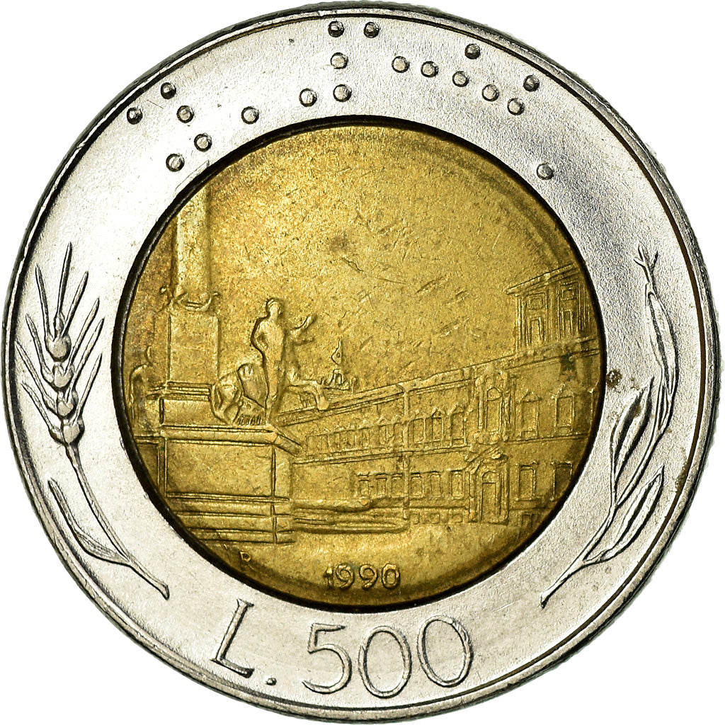 Moeda, Itália, 500 Lire, 1990, Rome, VF(30-35), Bimetálico, KM:111