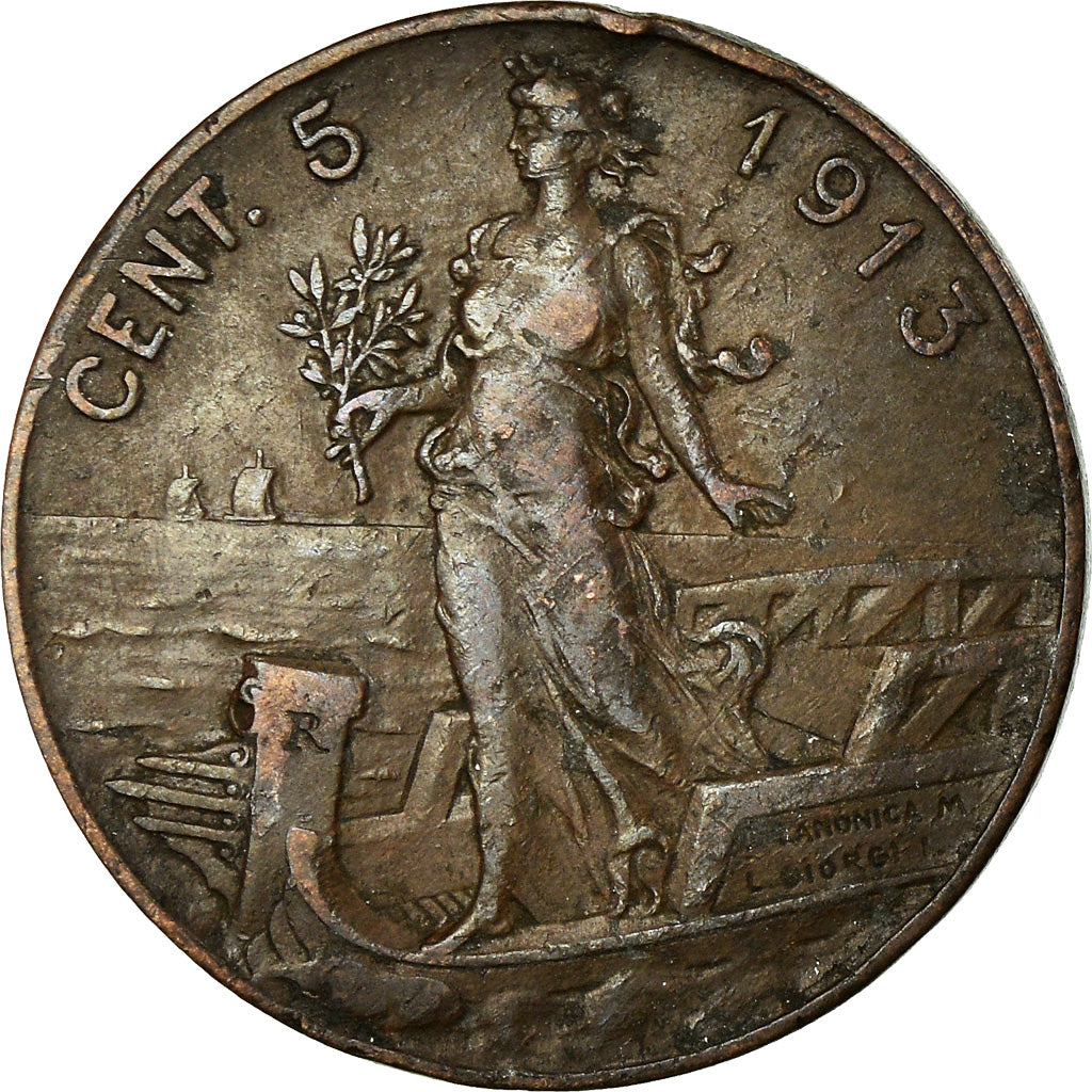 Münze, Italien, Vittorio Emanuele III, 5 Centesimi, 1913, Rome, SS, Bronze
