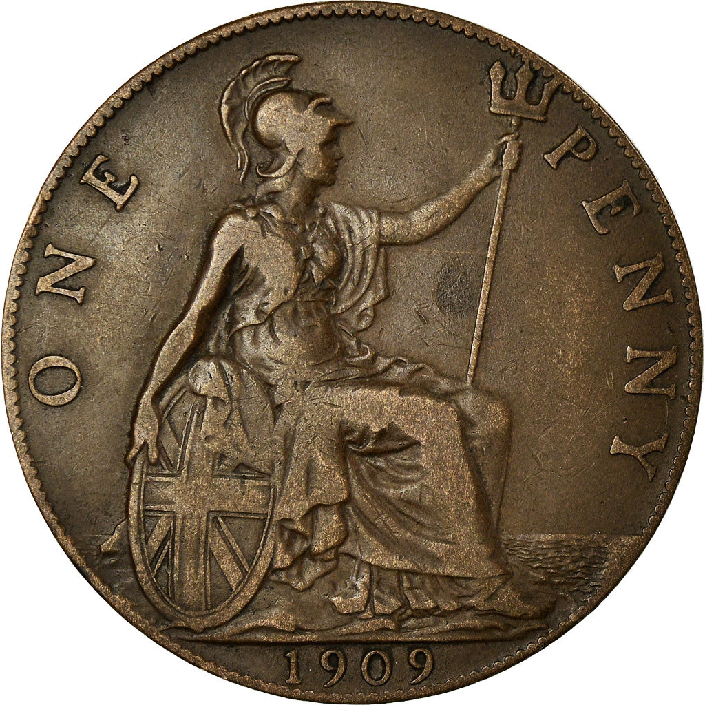 Coin, Great Britain, Edward VII, Penny, 1909, VF(30-35), Bronze, KM:794.2