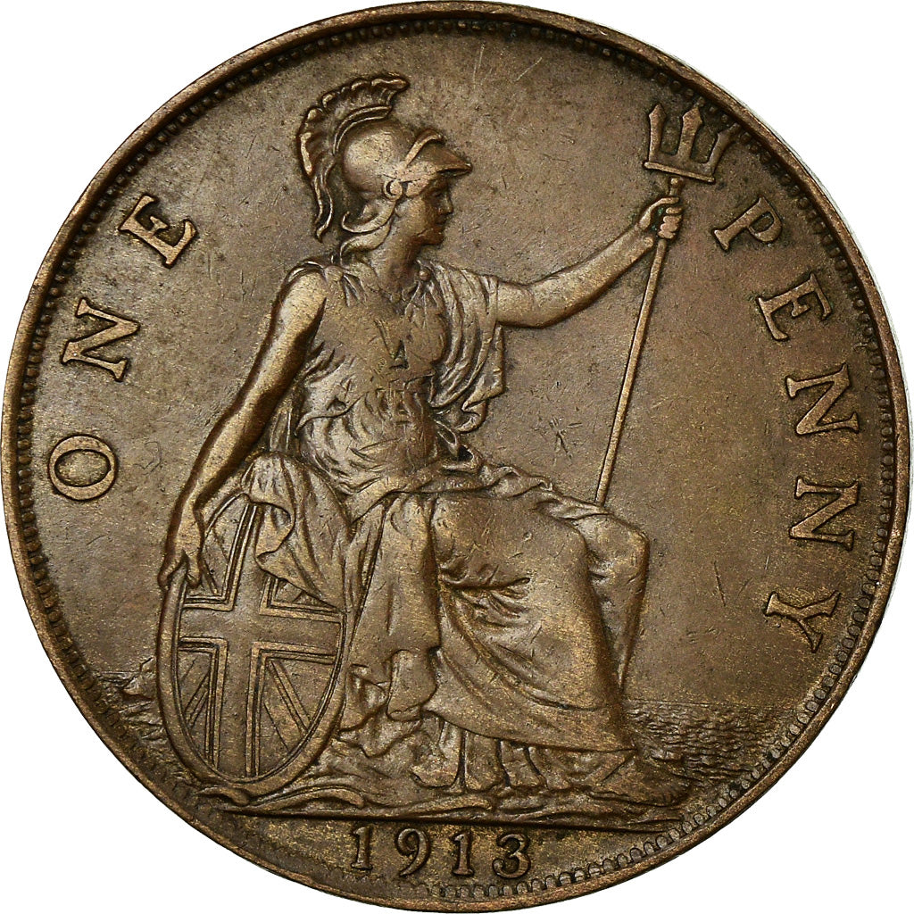 Coin, Great Britain, George V, Penny, 1913, EF(40-45), Bronze, KM:810