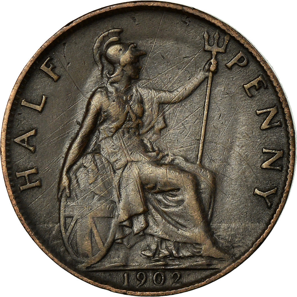 Moneta, Gran Bretagna, Edward VII, 1/2 Penny, 1902, MB+, Bronzo, KM:793.2