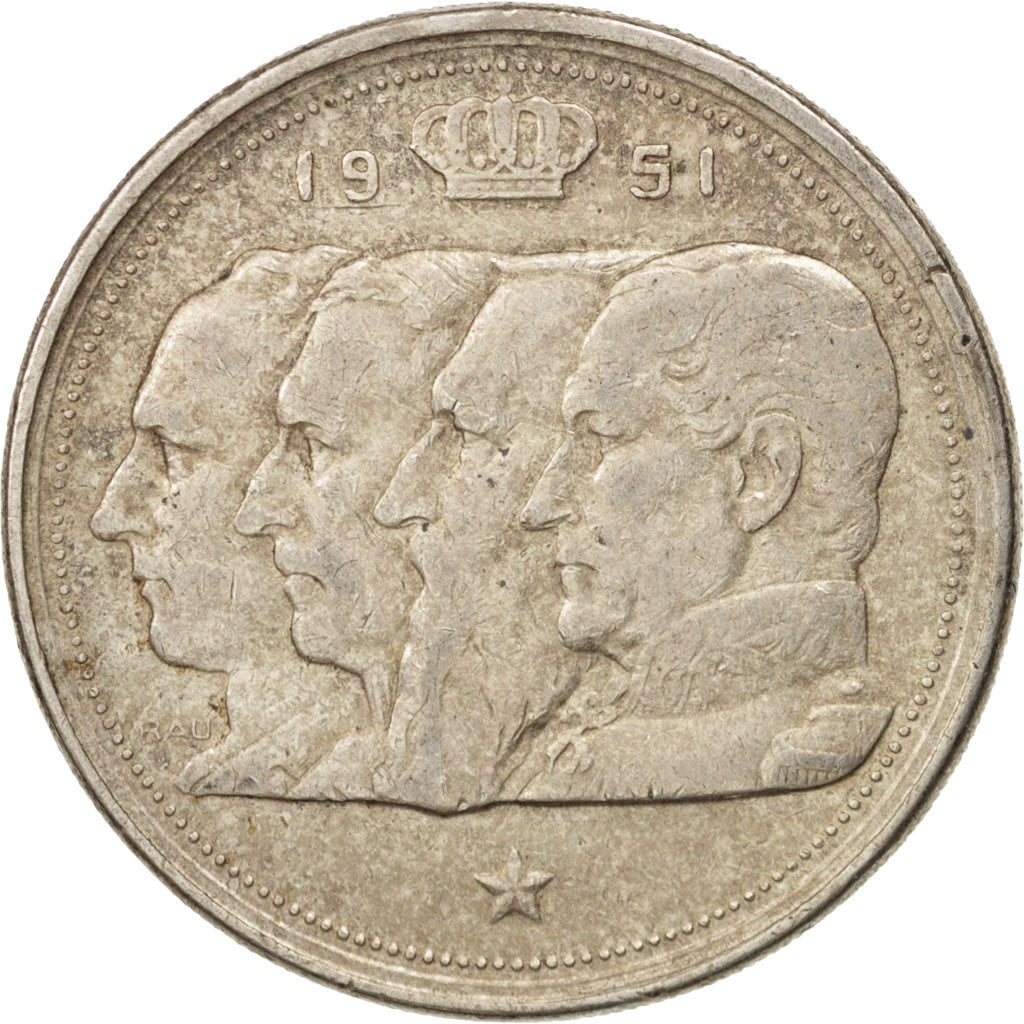 Belgium, 100 Francs, 100 Frank, 1951, EF(40-45), Silver, KM:139.1