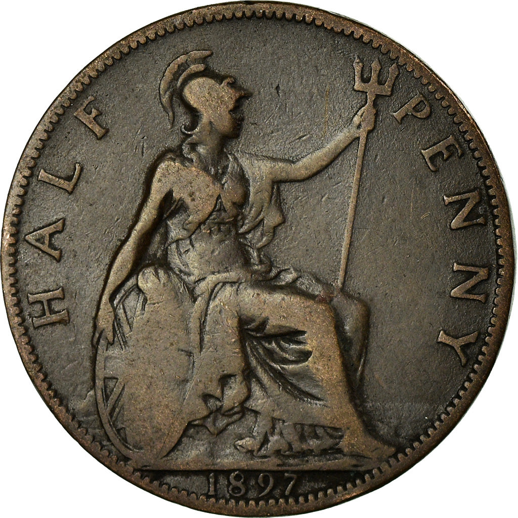 Coin, Great Britain, Victoria, 1/2 Penny, 1897, VF(20-25), Bronze, KM:789